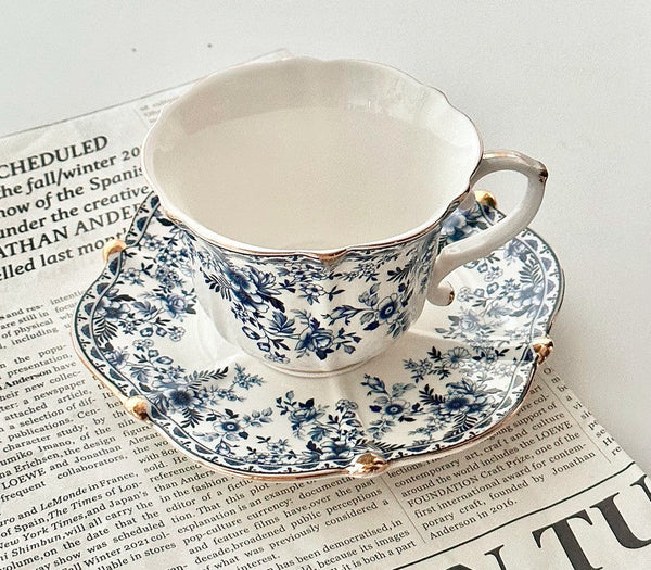 French Style China Porcelain Tea Cup Saucer Set, 7.8 oz Tea Cup and Saucers, Royal Ceramic Cups, Elegant Vintage Ceramic Coffee Cups for Traditional Afternoon Tea-Grace Painting Crafts