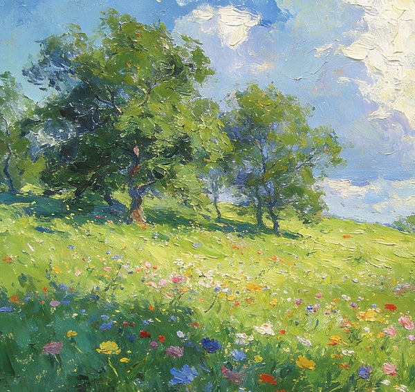 Hand Painted Canvas Art, Little Cottage on a Verdant Hillside, Original Wall Paintings, Small Landscape Paintings, Original Artwork Small Paintings, On Canvas Small Wall Paintings-Grace Painting Crafts