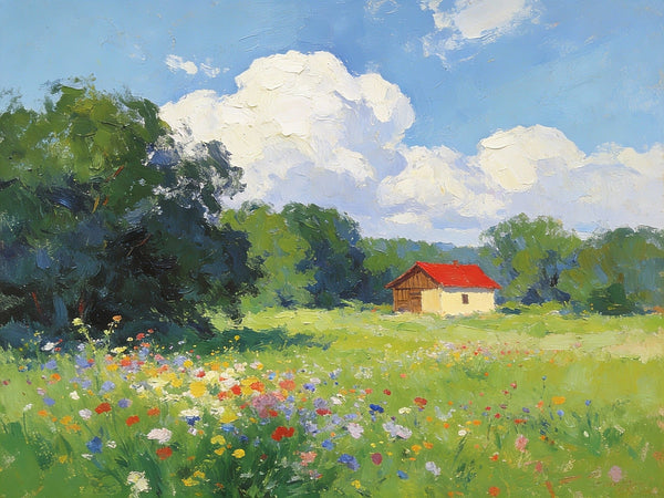 Hand Painted Canvas Art, A Cottage in the Woods, Original Wall Art Paintings, Original Artwork Small Paintings, Small Landscape Paintings, On Canvas Small Paintings-Grace Painting Crafts