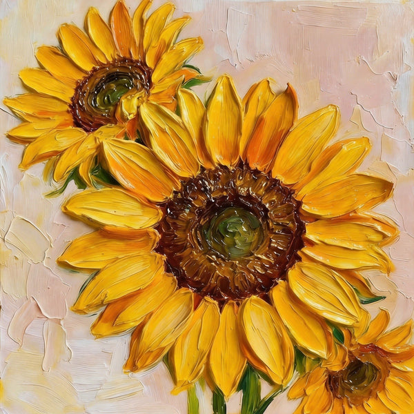 Hand Painted Canvas Art, Small Canvas Artwork, Sunflowers Still Life Painting, Original Acrylic Flower Paintings, Impasto Artwork-Grace Painting Crafts