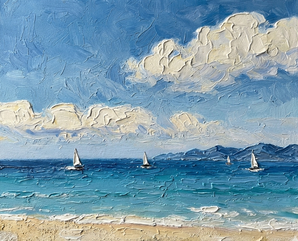 Small Art on Canvas, Sail Boats at Sea Painting, Original Acrylic Paintings, Impasto Artwork, Heavy Texture Painting, Hand Painted Canvas Art-Grace Painting Crafts