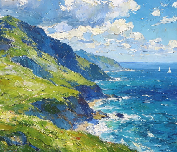 Small Canvas Art, An Azure Sky over the Bay, Original Wall Paintings, Original Artwork Small Paintings, Small Landscape Paintings, On Canvas Small Paintings-Grace Painting Crafts