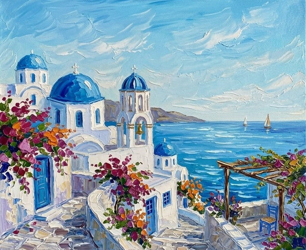The Scenery of the Aegean Sea, Small Art on Canvas, Hand Painted Canvas Art, Original Acrylic Paintings, Impasto Artwork, Heavy Texture Painting, Original Lanscape Art-Grace Painting Crafts