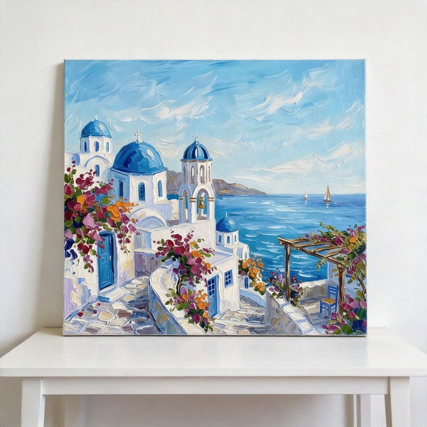 The Scenery of the Aegean Sea, Small Art on Canvas, Hand Painted Canvas Art, Original Acrylic Paintings, Impasto Artwork, Heavy Texture Painting, Original Lanscape Art-Grace Painting Crafts