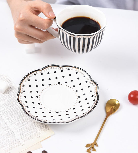 Elegant Modern Ceramic Coffee Cups, Creative Porcelain Tea Cup Saucer Set, Unique Porcelain Cup and Saucer, Afternoon British Tea Cups-Grace Painting Crafts