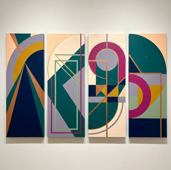 Large Modern Contemporary Paintings, Hand Painted Canvas Art, Multi Panel Wall Art Paintings, Geometric Abstract Artwork