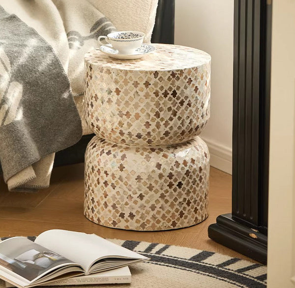 Modern Side Table, Contemporary Bedside Table, Bedside Small Side Table, Elegant Small End Table, Creative Coffee Table, Contemporary Side Table, Portable Casual Side Table, Shell Small Sofa Side Table-Grace Painting Crafts