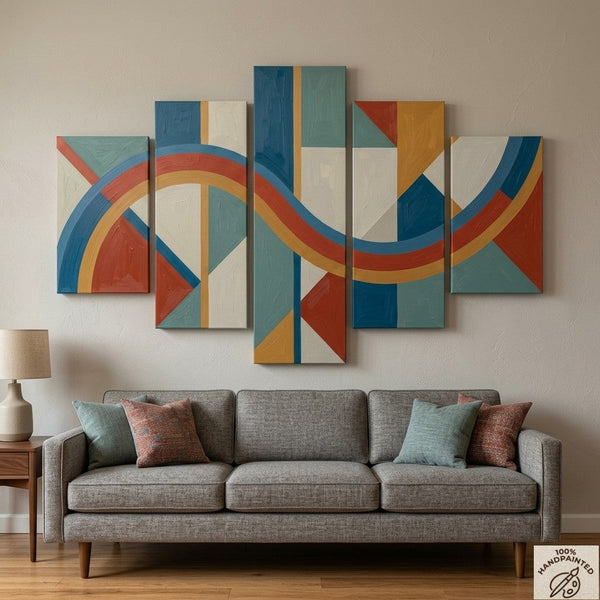 Bedroom Contemporary Canvas Paintings, Colorful Abstract Paintings, Geometric Modern Art, Hand Painted Acrylic Art-Grace Painting Crafts