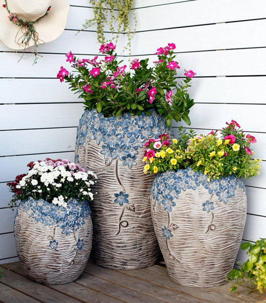 Extra Large Garden Flower Planters, Oversized Garden Flower Pot, Garden Ornaments, Large Resin Gardern Flower Planter, Modern Outdoor Garden Flower Pots-Grace Painting Crafts