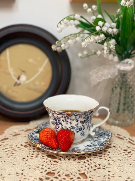 French Style China Porcelain Tea Cup Saucer Set, 7.8 oz Tea Cup and Saucers, Royal Ceramic Cups, Elegant Vintage Ceramic Coffee Cups for Traditional Afternoon Tea-Grace Painting Crafts