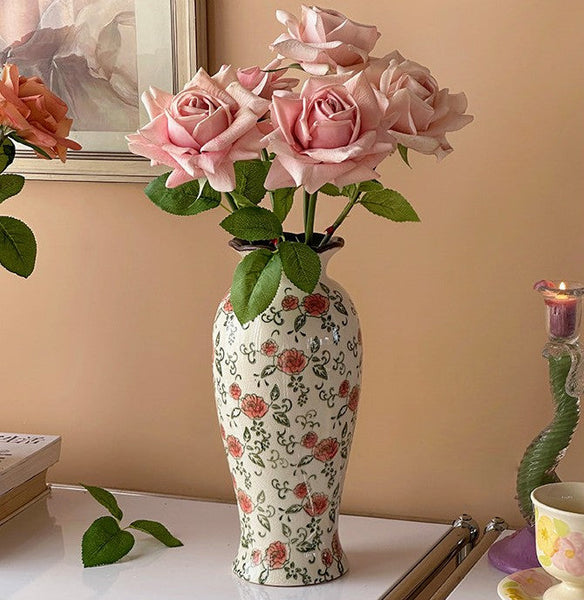 Ceramic Bouquet Vases, Tall Flower Vases on Table, Rustic Porcelain Flower Vases, Handmade Water Holding Flower Vases-Grace Painting Crafts