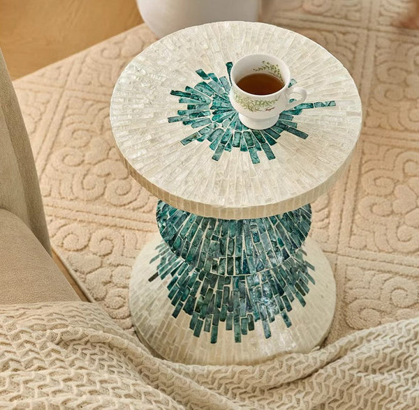 Modern Side Table, Shell Small Sofa Side Table, Contemporary Bedside Table, Bedside Small Side Table, Small End Table, Portable Casual Side Table, Creative Coffee Table, Contemporary Side Table-Grace Painting Crafts