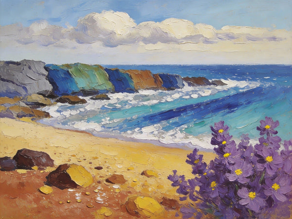 Small Wall Paintings, Seashore Beach Painting, Simple Painting Ideas, Landscape Canvas Paintings, On Canvas Small Paintings, Impasto Wall Art Paintings-Grace Painting Crafts