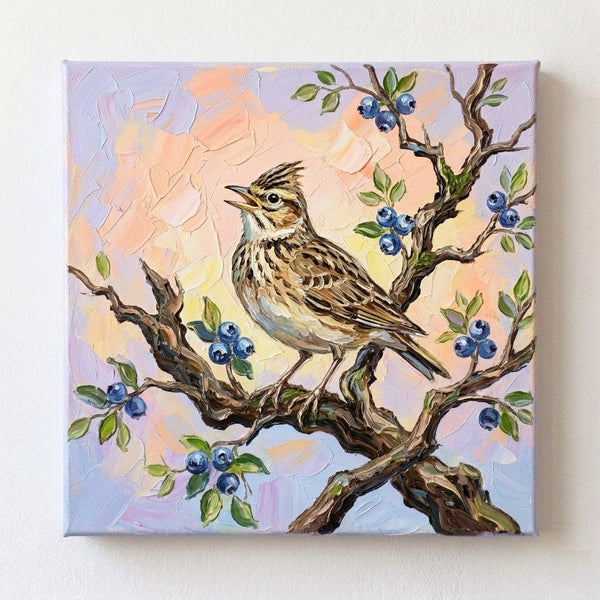 Hand Painted Canvas Art, Abstract Lark Bird Painting, Original Acrylic Paintings, Small Art on Canvas, Impasto Artwork, Heavy Texture Painting, Ready to Hang-Grace Painting Crafts