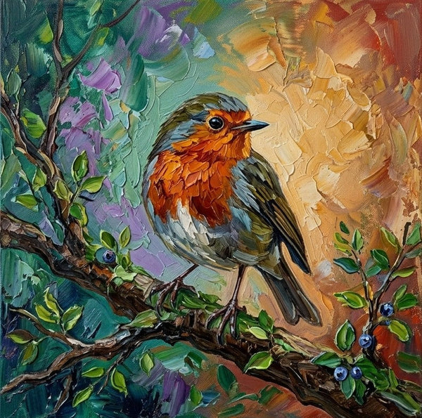 Impasto Artwork, Abstract Robin Bird Painting, Original Acrylic Paintings, Hand Painted Canvas Art, Small Art on Canvas, Heavy Texture Painting, Ready to Hang-Grace Painting Crafts