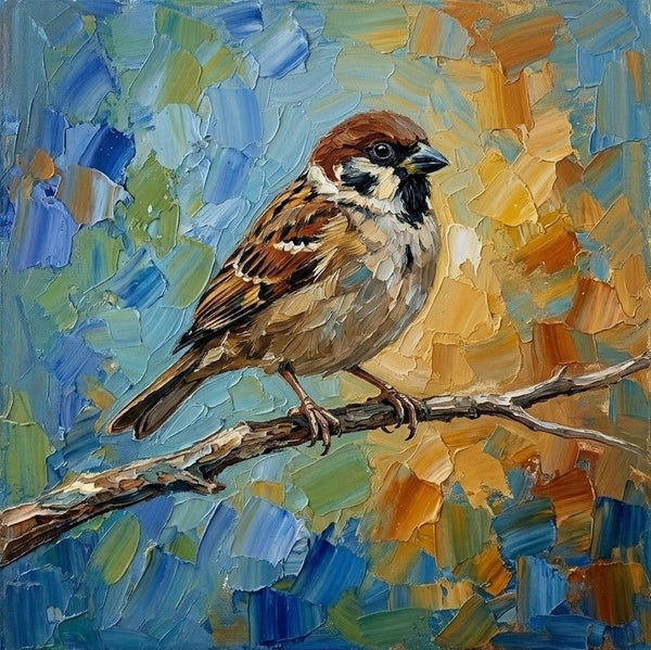 Sparrow Bird Painting, Original Acrylic Paintings, Hand Painted Canvas Art, Small Art on Canvas, Heavy Texture Painting, Ready to Hang Painting, Impasto Artwork-Grace Painting Crafts