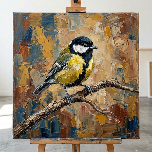 Chickadee Bird Painting, Heavy Texture Painting, Ready to Hang Painting, Impasto Artwork, Original Acrylic Paintings, Hand Painted Canvas Art, Small Art on Canvas-Grace Painting Crafts
