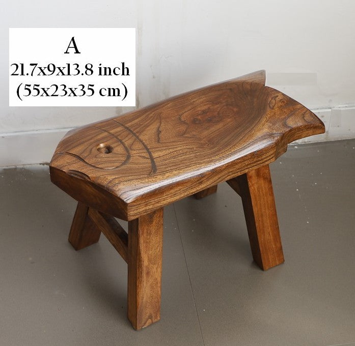 Solid Wood low Stool, Creative Shoe-changing Stool, Handmade Vintage Old Elm Wood Stool, Children's Wooden Stool, Sofa Stool, Dining Table Stool-Grace Painting Crafts