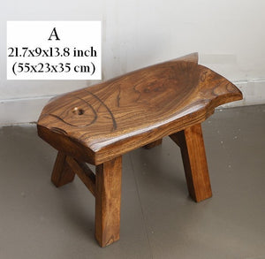Solid Wood low Stool, Creative Shoe-changing Stool, Handmade Vintage Old Elm Wood Stool, Children's Wooden Stool, Sofa Stool, Dining Table Stool-Grace Painting Crafts