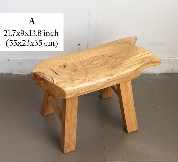 Children's Wooden Stool, Sofa Stool, Dining Table Stool, Handmade Solid Wood low Stool, Creative Shoe-changing Stool, Old Elm Wood Stool-Grace Painting Crafts