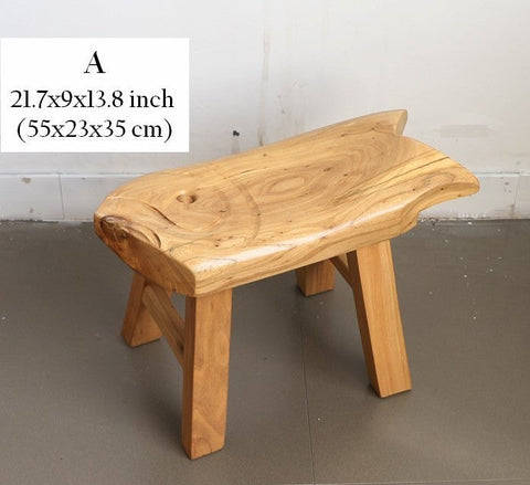 Children's Wooden Stool, Sofa Stool, Dining Table Stool, Handmade Solid Wood low Stool, Creative Shoe-changing Stool, Old Elm Wood Stool-Grace Painting Crafts