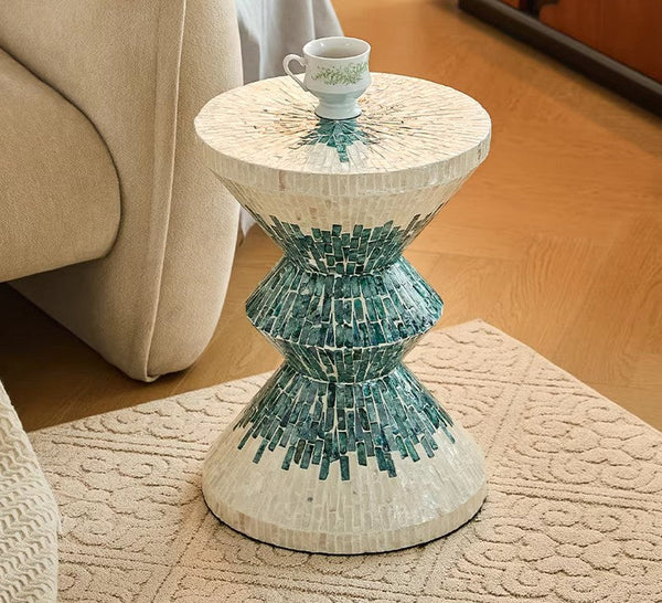 Modern Side Table, Shell Small Sofa Side Table, Contemporary Bedside Table, Bedside Small Side Table, Small End Table, Portable Casual Side Table, Creative Coffee Table, Contemporary Side Table-Grace Painting Crafts