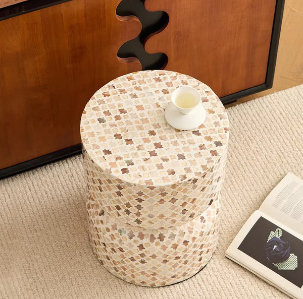 Modern Side Table, Contemporary Bedside Table, Bedside Small Side Table, Elegant Small End Table, Creative Coffee Table, Contemporary Side Table, Portable Casual Side Table, Shell Small Sofa Side Table-Grace Painting Crafts