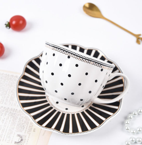 Unique Porcelain Cup and Saucer, Afternoon British Tea Cups, Creative Porcelain Tea Cup Saucer Set, Elegant Modern Ceramic Coffee Cups-Grace Painting Crafts