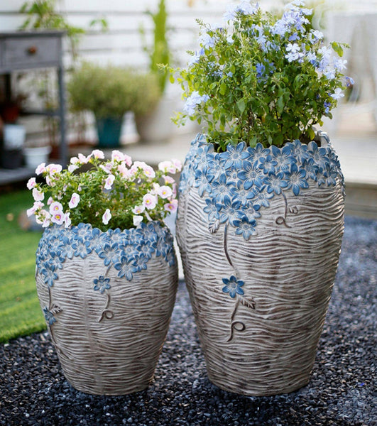 Extra Large Garden Flower Planters, Oversized Garden Flower Pot, Garden Ornaments, Large Resin Gardern Flower Planter, Modern Outdoor Garden Flower Pots-Grace Painting Crafts