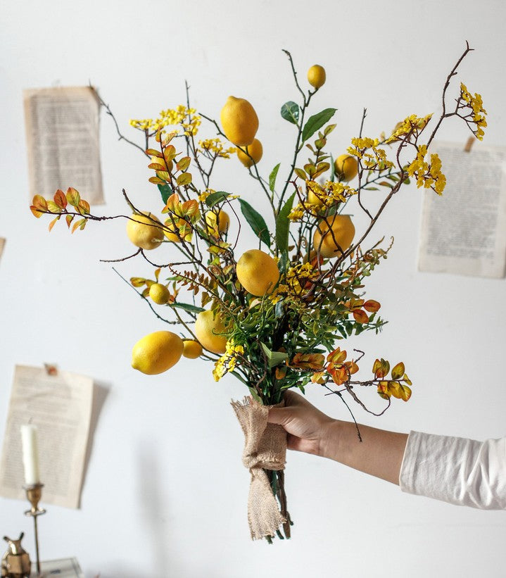 Lemon Branch, Fragrans stems, Fern leaf, Creative Flower Arrangement Ideas for Home Decoration, Unique Artificial Flowers, Simple Artificial Floral for Dining Room Table-Grace Painting Crafts