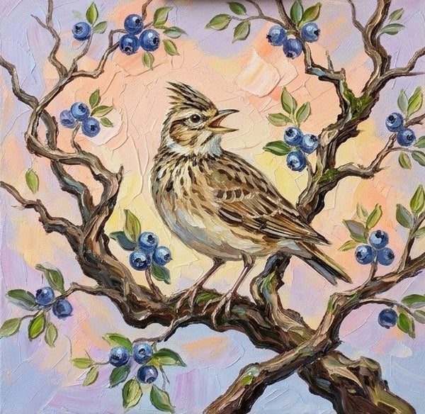 Original Small Paintings, Lark Bird Painting, Ready to Hang Artwork, Acrylic Art on Canvas, Heavy Texture Artwork, Impasto Paintings, Hand Painted Canvas Art-Grace Painting Crafts
