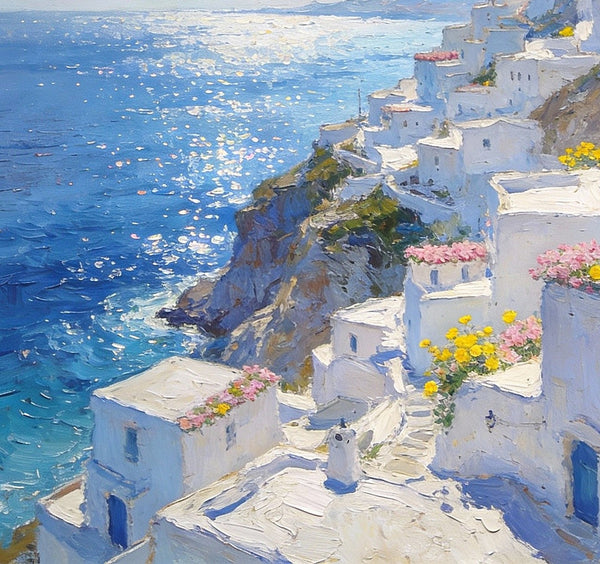 Small Original Paintings, A Peaceful Afternoon on the Aegean, Impasto Paintings, Small Oil Paintings, Small Wall Paintings, Landscape Artwork Canvas Paintings-Grace Painting Crafts