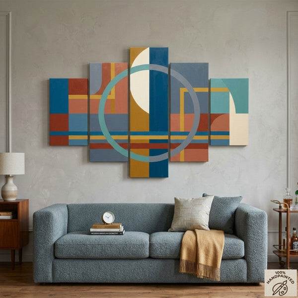 Bedroom Wall Art Paintings, Colorful Abstract Paintings, Geometric Modern Art, Hand Painted Acrylic Art-Grace Painting Crafts