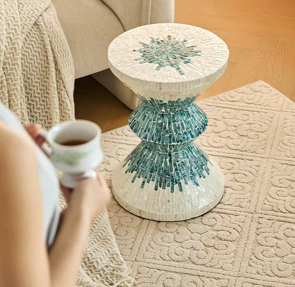 Modern Side Table, Shell Small Sofa Side Table, Contemporary Bedside Table, Bedside Small Side Table, Small End Table, Portable Casual Side Table, Creative Coffee Table, Contemporary Side Table-Grace Painting Crafts