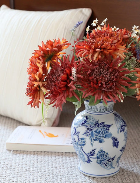 Porcelain Flower Vases, Centerpiece Ceramic Bouquet Vases, Handmade Flower Vase, Vintage Flower Vases on Dining Table-Grace Painting Crafts