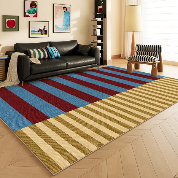 Modern Living Room Rug Ideas, Blue Mid Century Modern Rugs, Colorful Modern Rugs for Dining Room, Geometric Contemporary Area Rugs-Grace Painting Crafts