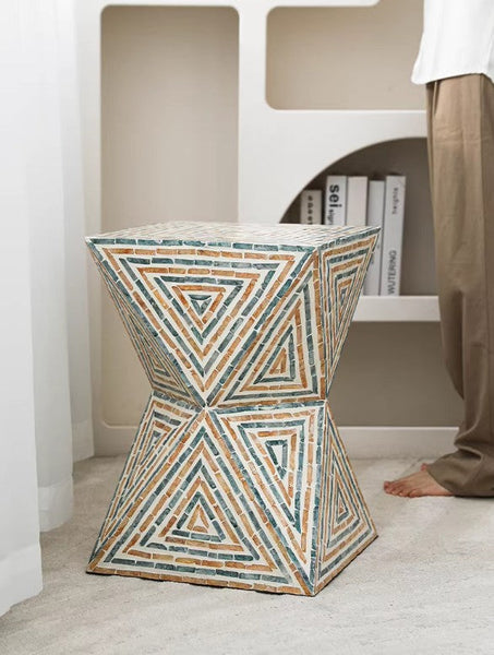 Modern Small End Table, Contemporary Small Sofa Side Table, Unique Shell Small Side Table, Portable Casual Side Table, Creative Coffee Table-Grace Painting Crafts
