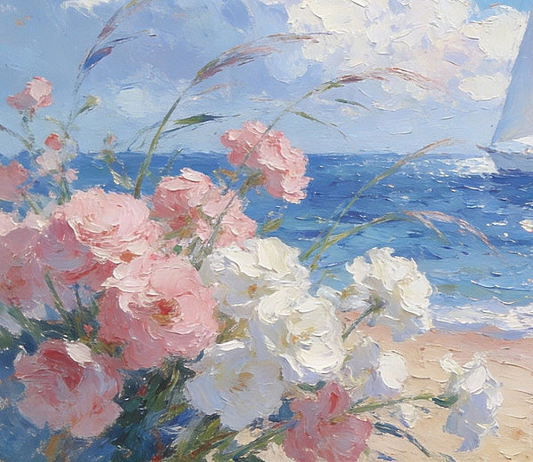 Landscape Oil Paintings, A Sun-Drenched Shore, Small Oil Paintings on Canvas, Palette Knife Artwork, Hand Painted Wall Art, Original Canvas Paintings-Grace Painting Crafts