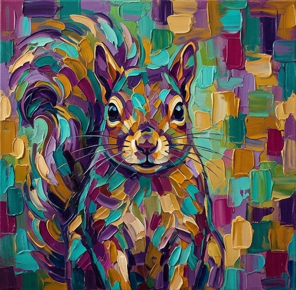 Hand Painted Canvas Art, Abstract Squirrel Painting, Impasto Artwork, Abstract Animal Painting, Original Acrylic Paintings, Heavy Texture Painting, Small Art on Canvas-Grace Painting Crafts