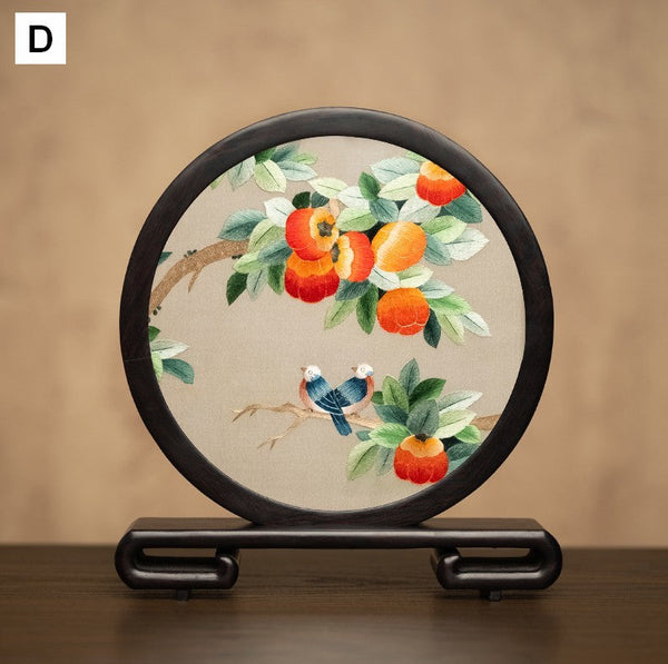 Exclusive Business Present, Flower and Bird Embroidered Decor, Unique Birthday Gift, Traditional Chinese Suzhou Embroidery Ornament, Premium Souvenir-Grace Painting Crafts