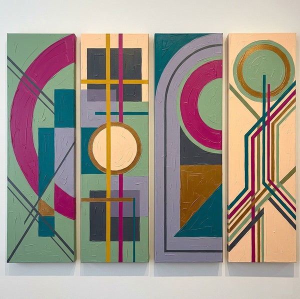 Hand Painted Canvas Art, Modern Contemporary Paintings, Multi Panel Wall Art Paintings, Geometric Abstract Artwork-Grace Painting Crafts