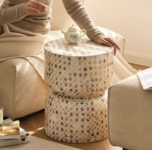 Elegant Small End Table, Modern Side Table, Contemporary Bedside Table, Bedside Small Side Table, Creative Coffee Table, Contemporary Side Table, Portable Casual Side Table, Shell Small Sofa Side Table-Grace Painting Crafts