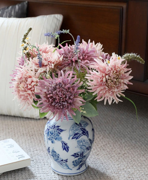 Porcelain Flower Vases, Centerpiece Ceramic Bouquet Vases, Handmade Flower Vase, Vintage Flower Vases on Dining Table-Grace Painting Crafts