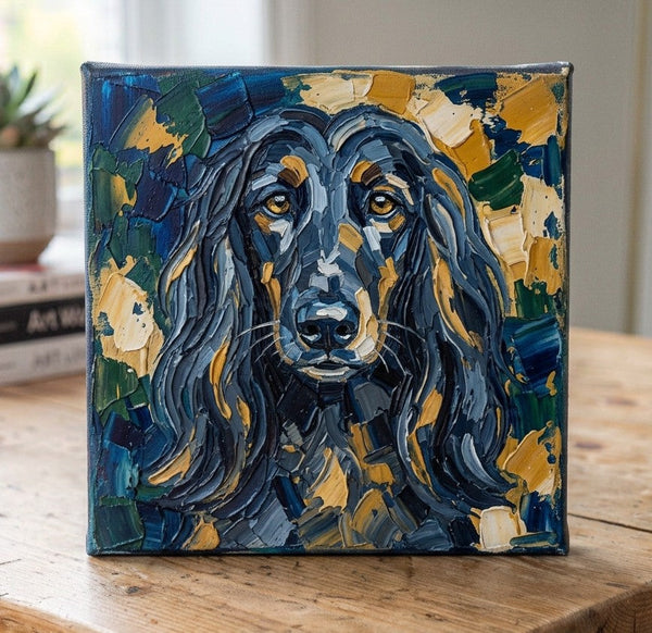 Hand Painted Canvas Art, Abstract Pet Portrait Painting, Impasto Artwork, Afghan Hound Dog Portrait, Heavy Texture Painting, Small Acrylic Paintings, Original Small Paintings-Grace Painting Crafts