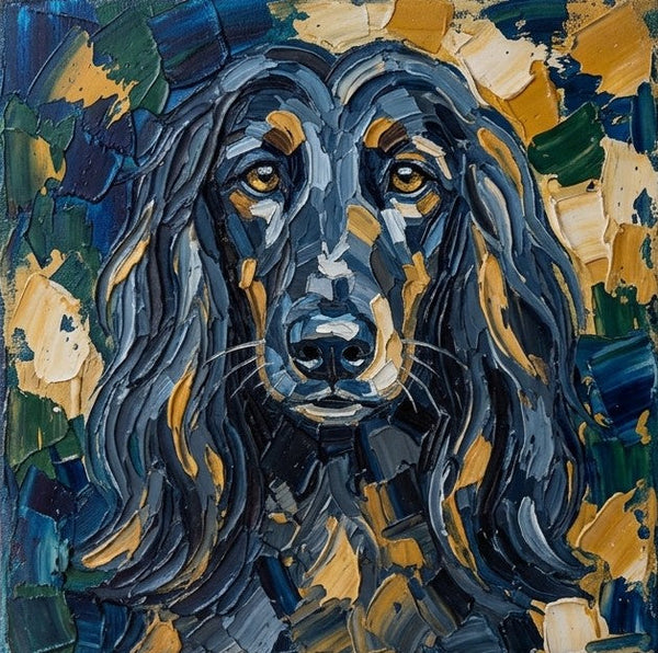 Hand Painted Canvas Art, Abstract Pet Portrait Painting, Impasto Artwork, Afghan Hound Dog Portrait, Heavy Texture Painting, Small Acrylic Paintings, Original Small Paintings