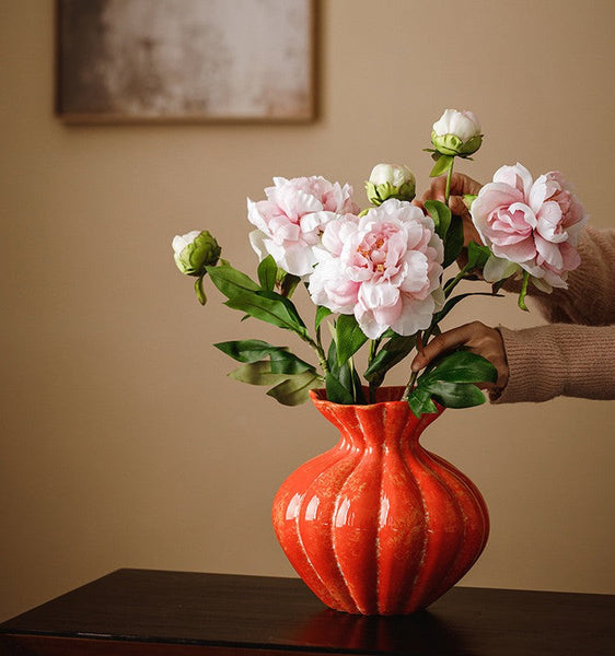Modern Flower Vase Centerpiece on Table, Handmade Water Holding Flower Vases, Porcelain Flower Vases, Ceramic Bouquet Vases-Grace Painting Crafts