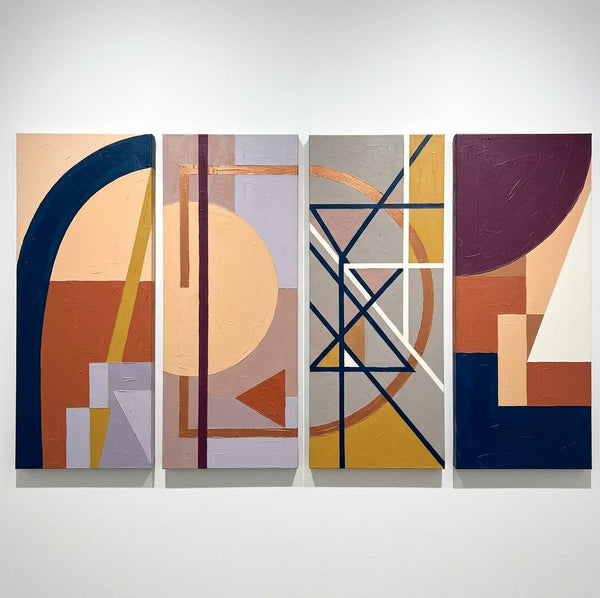 Original Contemporary Paintings, Hand Painted Canvas Art, Multi Panel Wall Art Paintings, Geometric Abstract Artwork-Grace Painting Crafts