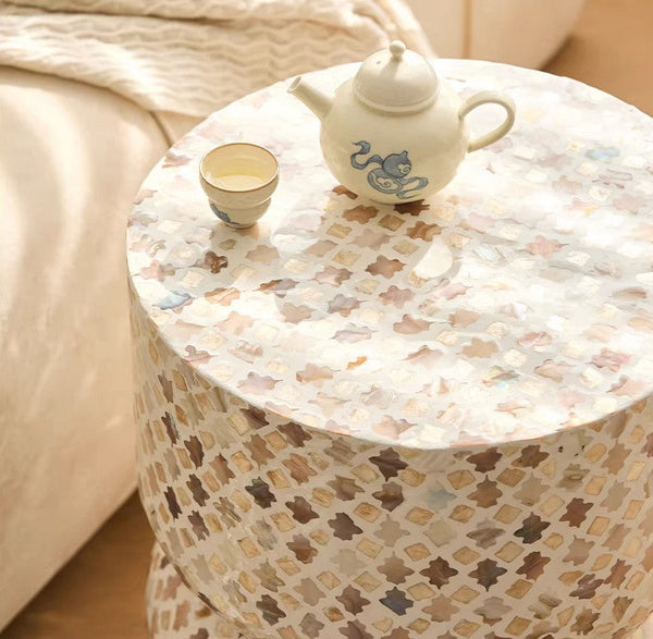 Modern Side Table, Contemporary Bedside Table, Bedside Small Side Table, Elegant Small End Table, Creative Coffee Table, Contemporary Side Table, Portable Casual Side Table, Shell Small Sofa Side Table-Grace Painting Crafts