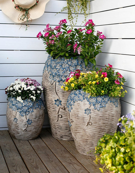 Extra Large Garden Flower Planters, Oversized Garden Flower Pot, Garden Ornaments, Large Resin Gardern Flower Planter, Modern Outdoor Garden Flower Pots-Grace Painting Crafts