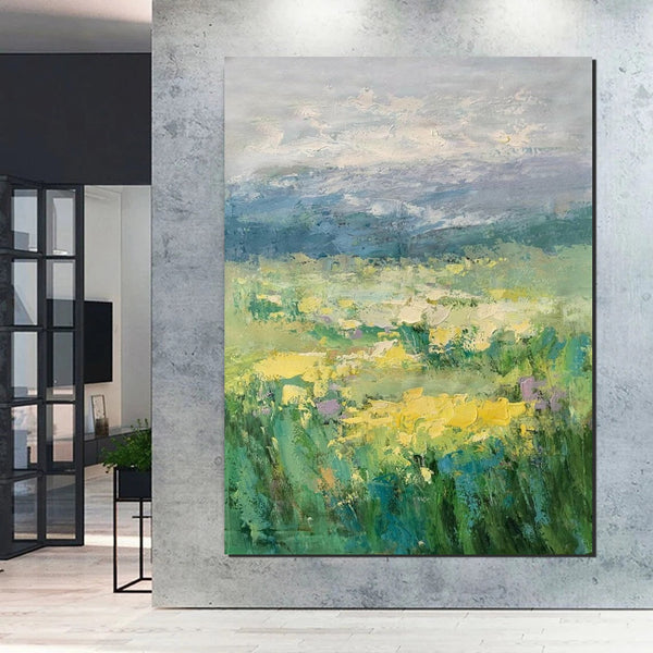 Large Acrylic Paintings for Bedroom, Abstract Landscape Painting, Bedroom Wall Art Paintings, Heavy Texture Canvas Art, Landscape Paintings for Living Room-Grace Painting Crafts
